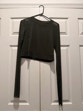 ALO Yoga Olive Green Long Sleeve Crop Top
